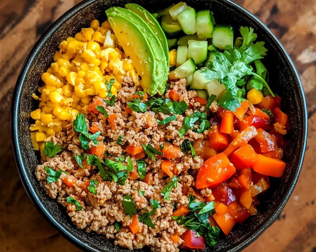 High Protein Ground Turkey Veggie Bowl