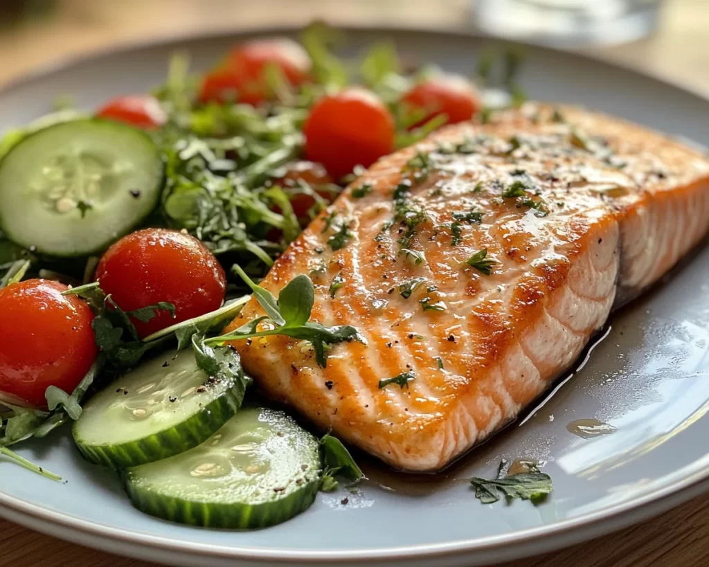 Summer Dinner: Salmon + Cucumber Salad (Fresh)