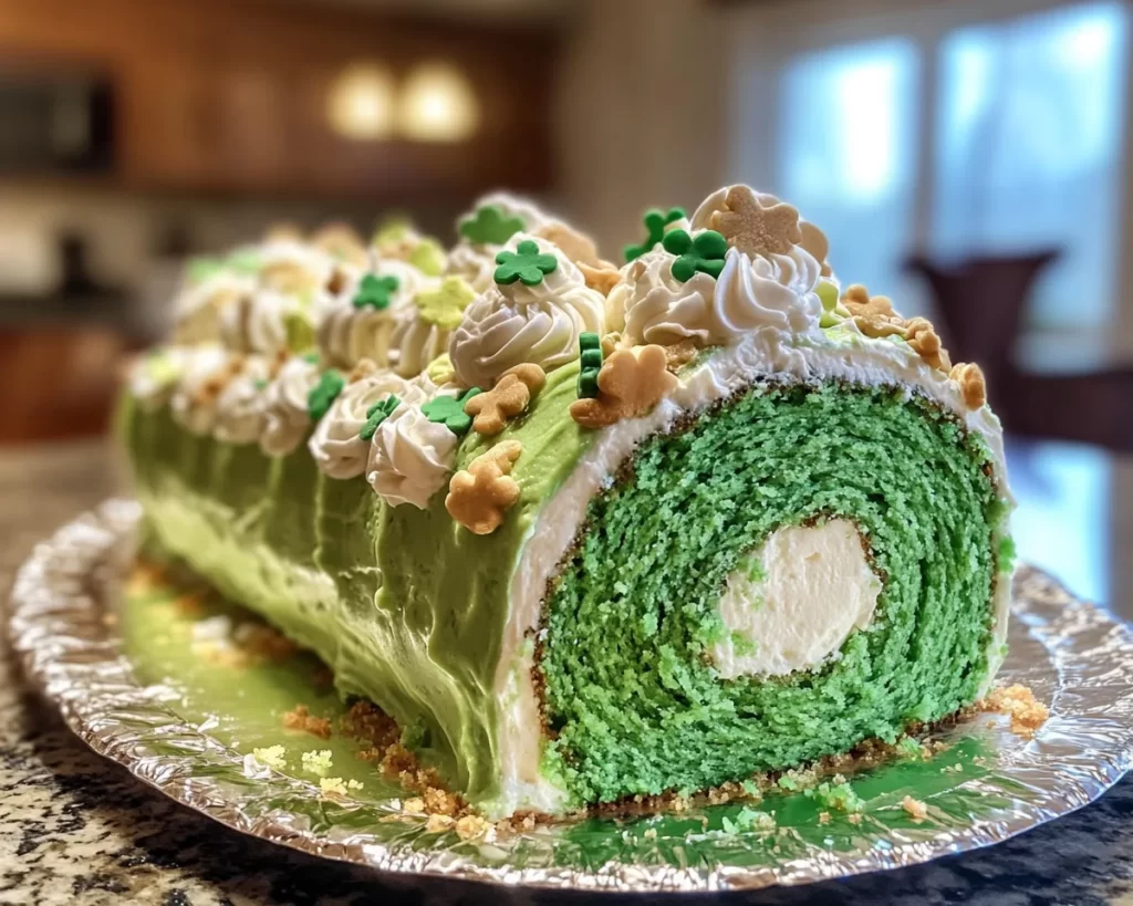 St Patrick’s Day Green Velvet Cake Roll