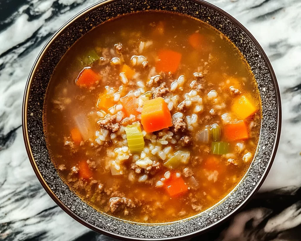 Simple Ground Beef And Rice Soup