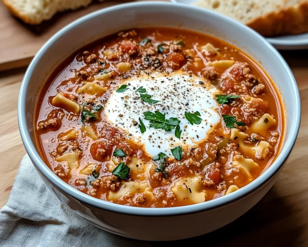 Homemade Lasagna Soup With Greek Yogurt