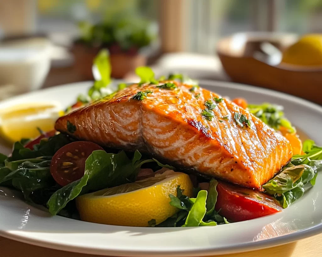 Spring Dinner Ideas: Salmon with Lemon Vinegarette Salad