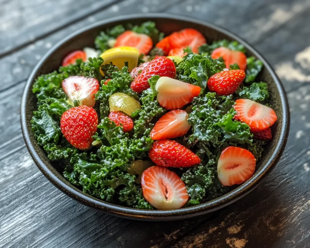 Spring Salad: Strawberry Kale Salad with Lemon Dressing