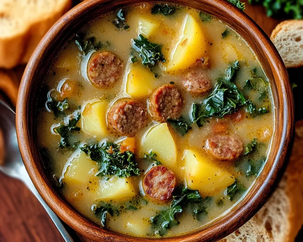 Quick Dairy Free Potato Kale Sausage Soup