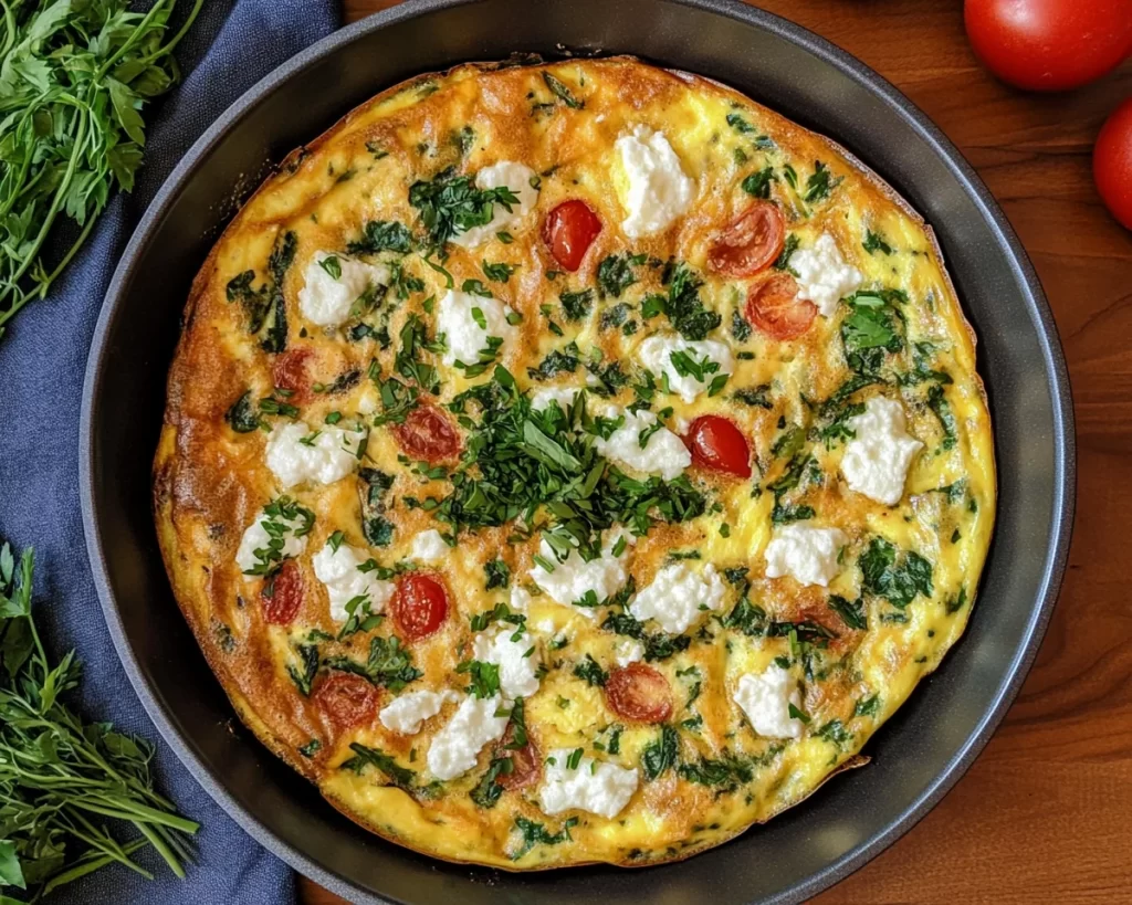 Frittata Recipe with Goat Cheese + Herbs (Spring)