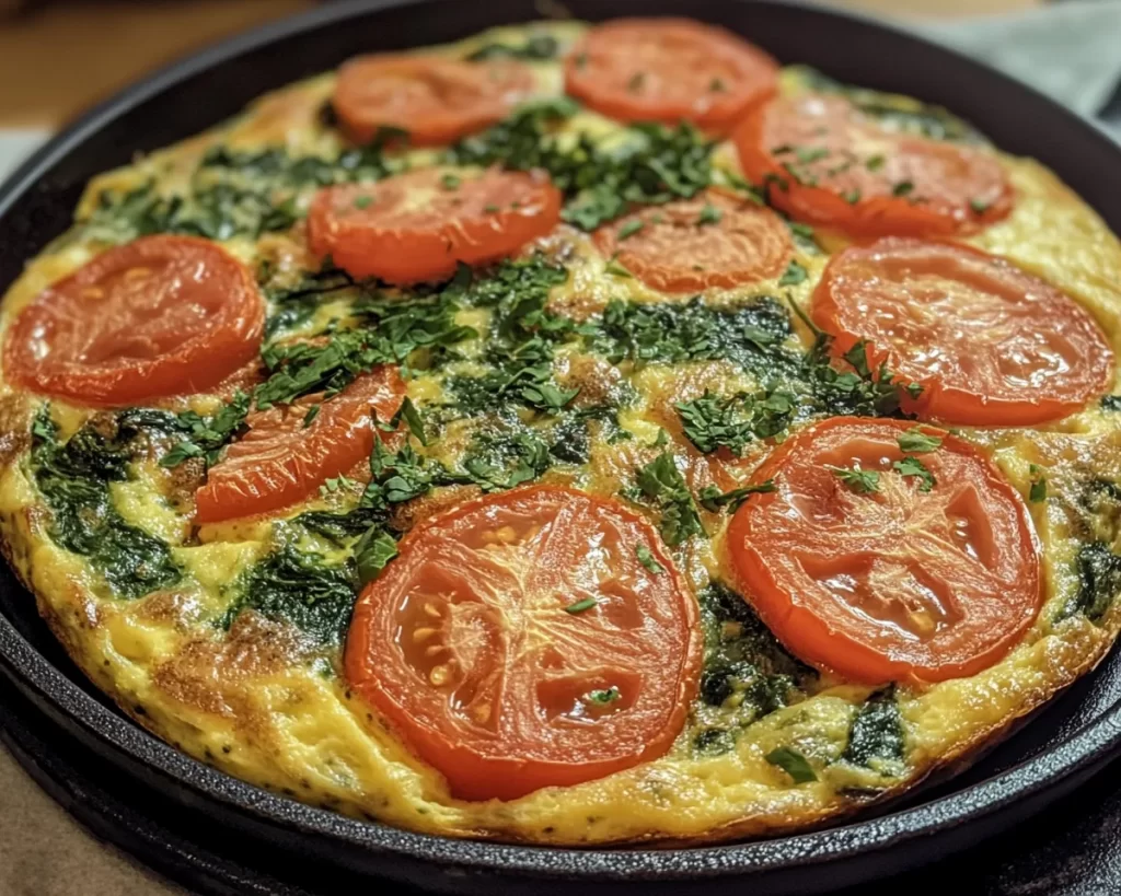 Frittata Recipe with Spinach + Tomatoes (Healthy Easy)