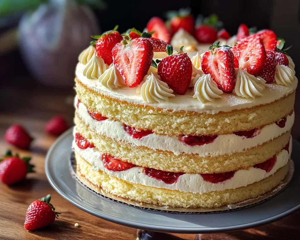 Spring Birthday Cake: Strawberry Vanilla Layer Cake