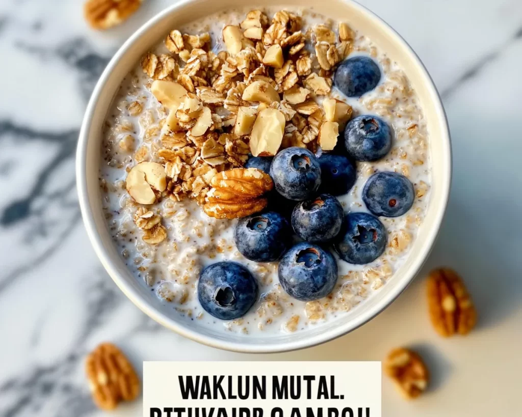 Walnut Blueberry Overnight Oats With Yogurt