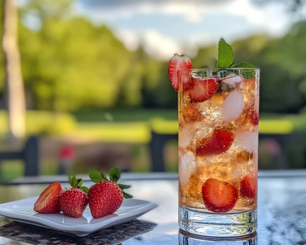 Summer Drinks Nonalcoholic: Strawberry Sparkling Water Mocktail