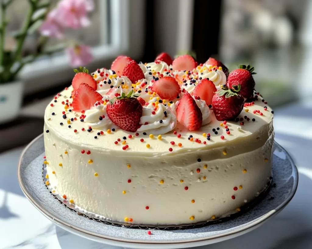 Spring Birthday Cake: Lemon Strawberry Birthday Cake