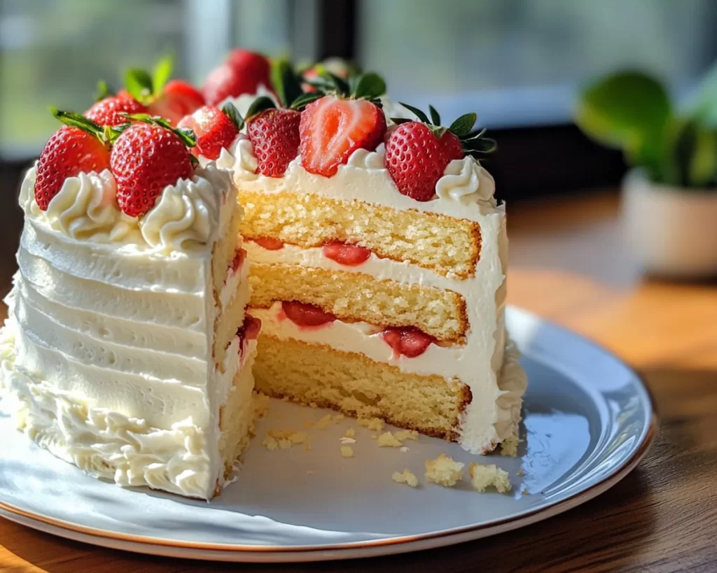 Spring Birthday Cake: Vanilla Cake with Strawberry Filling