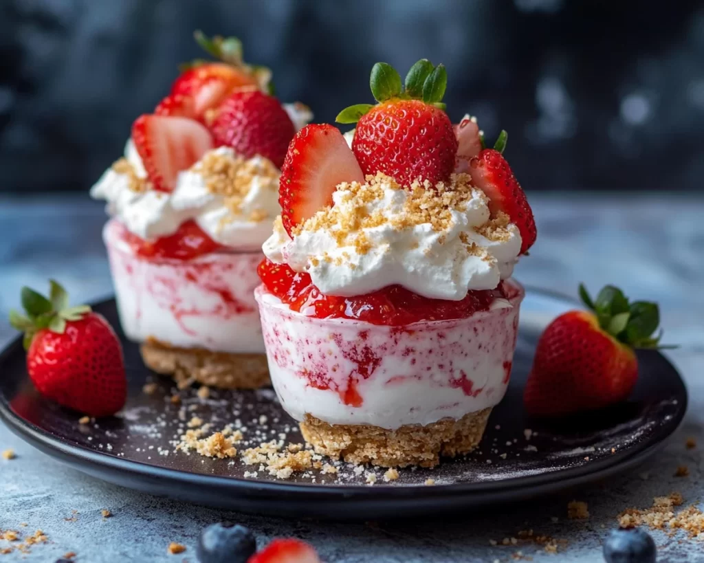 Strawberry Recipes Easy: Strawberry Dessert Cups (No Bake)