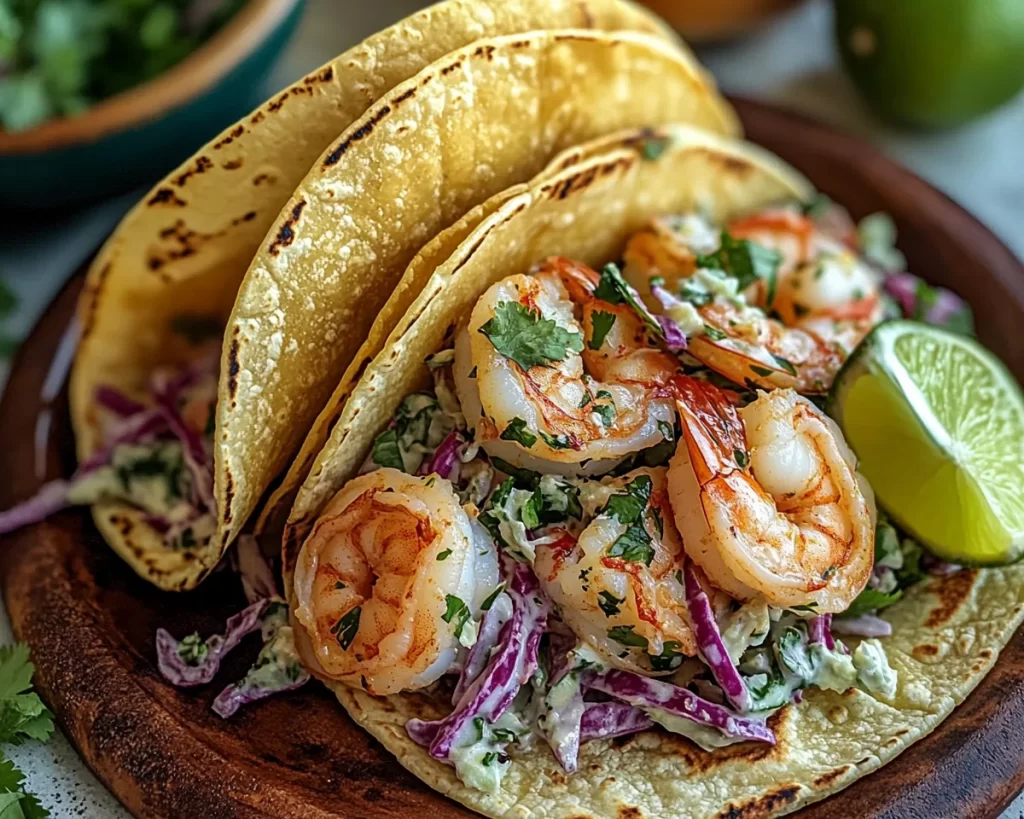 Healthy Easy Shrimp Tacos with Lime Slaw