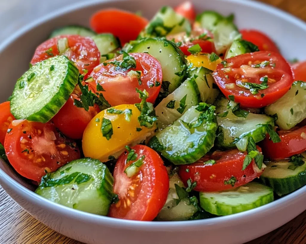 Spring Salad: Cucumber Tomato Salad with Lemon Vinegarette