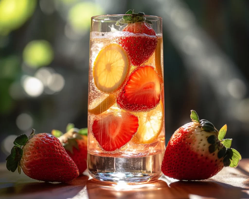 Soda Drinks Recipes: Homemade Lemon Strawberry Fizz
