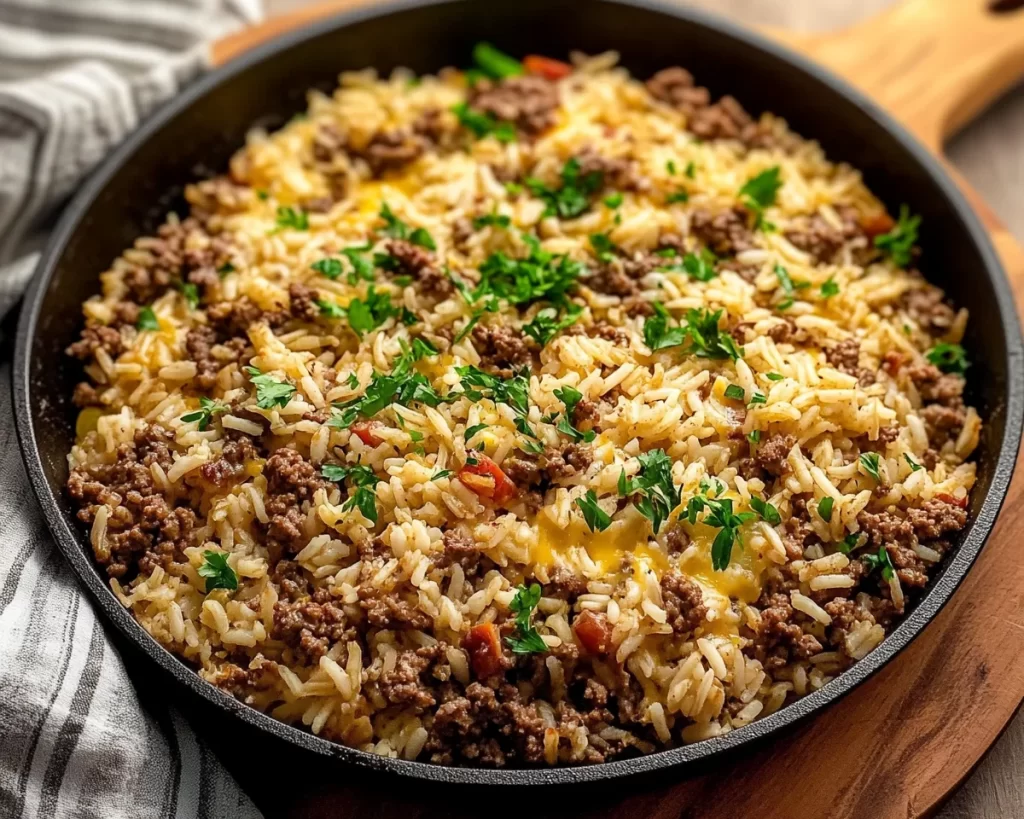 Tasty Ground Beef And Rice Skillet