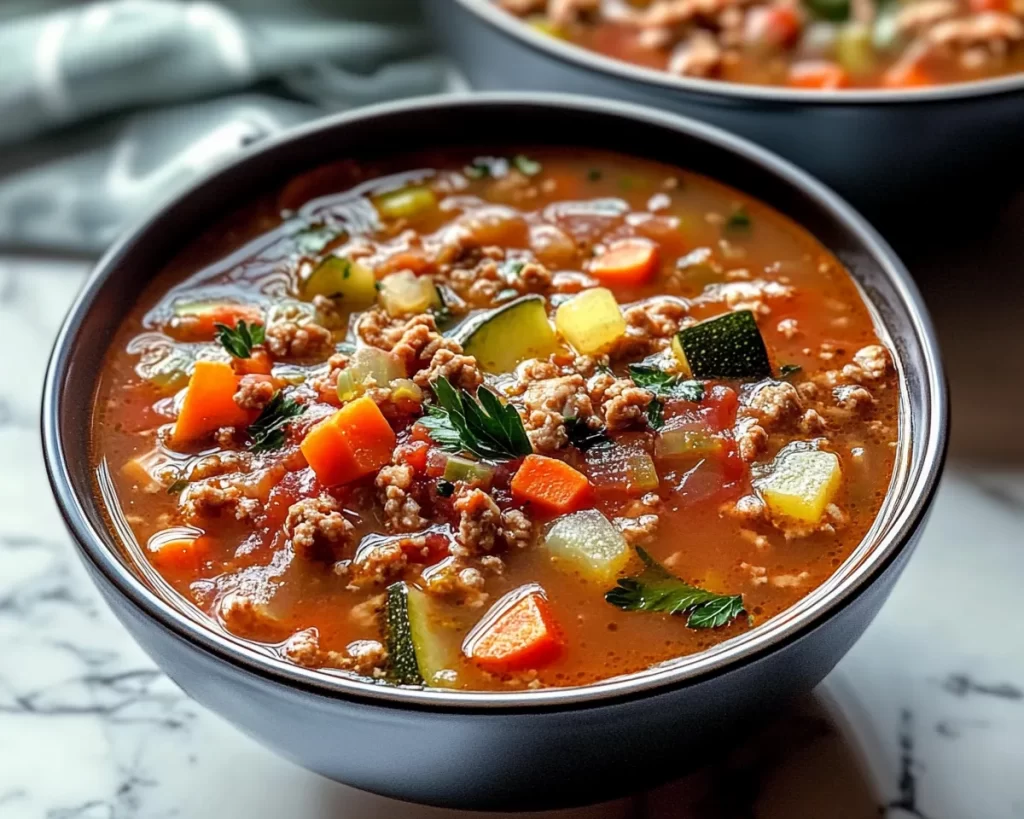 Wholesome Ground Turkey Veggie Soup