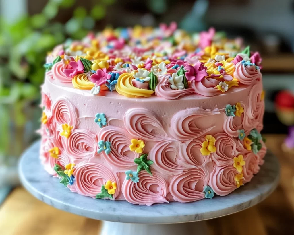 Spring Cake Designs: Simple Spring Cake with Buttercream Swirls