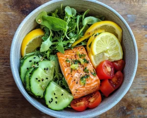 Summer Meals Dinner: Salmon + Lemon Salad Bowl