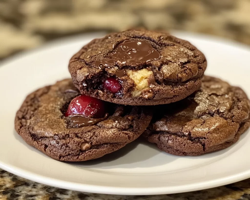 Black Forest Cookie: Brownie Batter Stuffed Cherry Chocolate Cookies in 30 Minutes