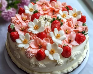 Spring Cake Designs: Strawberry Floral Cake