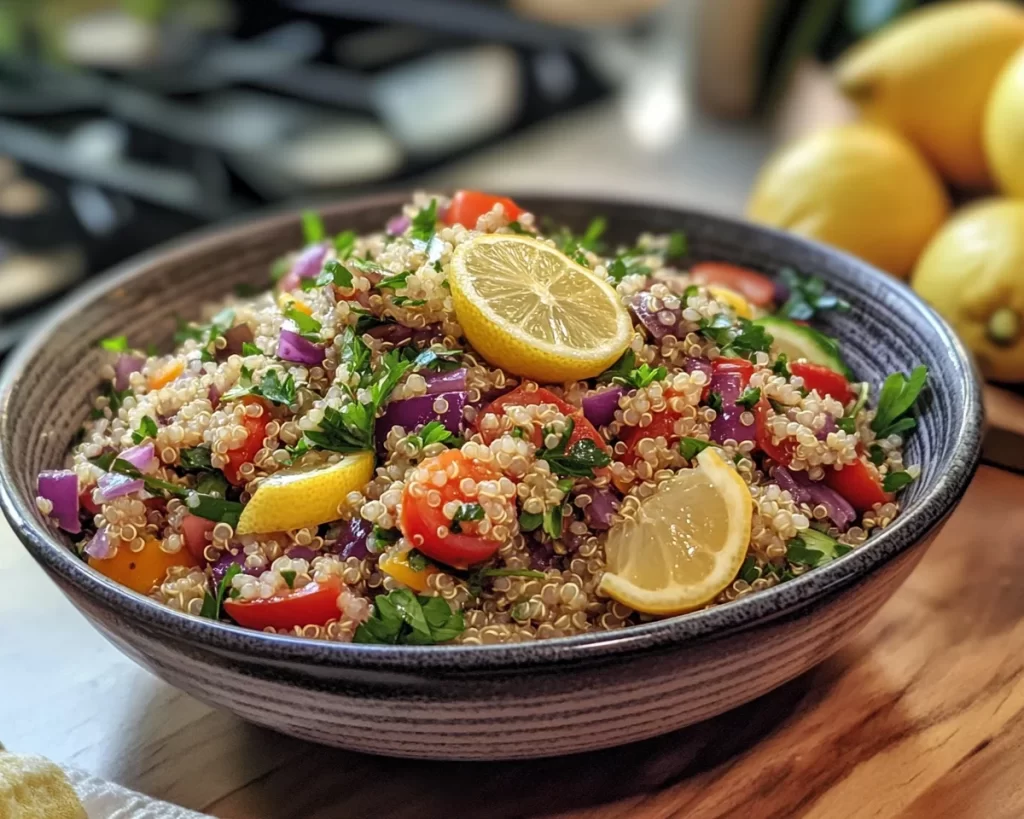 Spring Dinner: Lemon Vinegarette Quinoa Salad