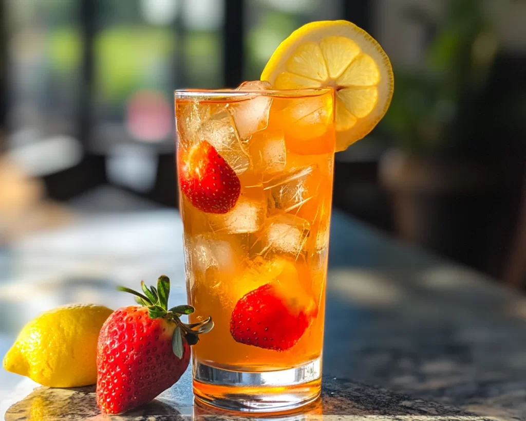 Summer Drinks Nonalcoholic: Lemon Strawberry Iced Tea