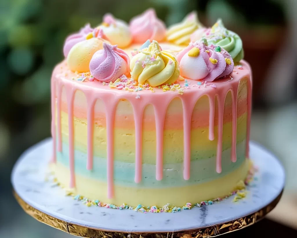 Spring Cake Designs: Pastel Drip Cake (Easy Look)