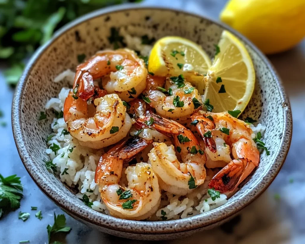 Summer Recipes Dinner: Lemon Garlic Shrimp Bowl