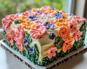 Spring Cake Designs: Floral Sheet Cake Design (Easy)