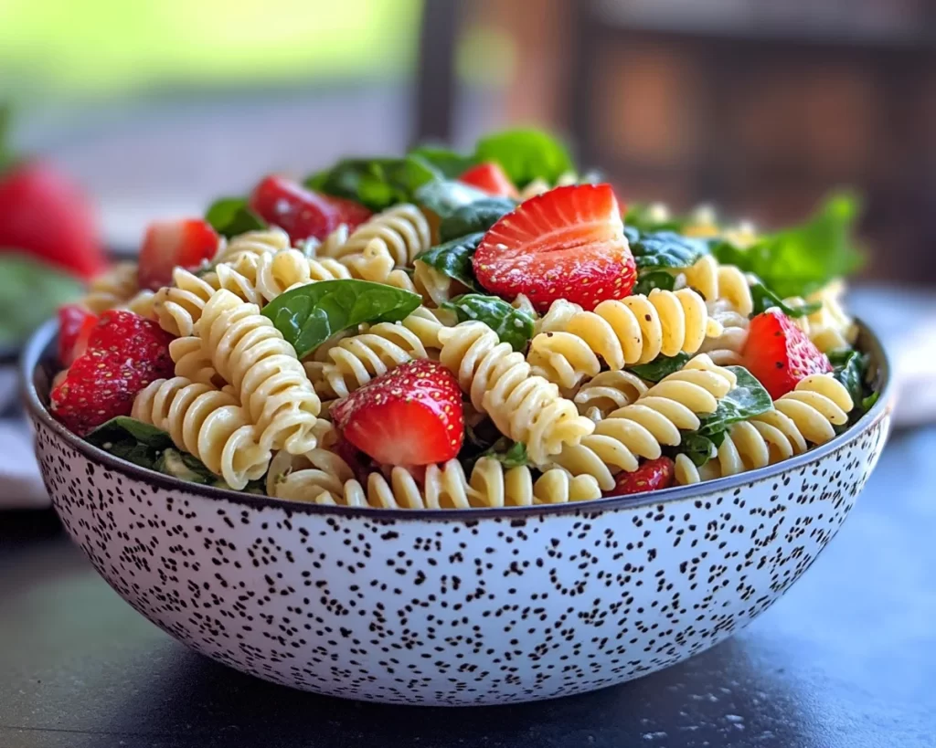 Picnic Food Ideas: Strawberry Spinach Pasta Salad in 15 Minutes