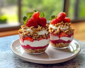 Strawberry Recipes Easy: Strawberry Granola Yogurt Cups