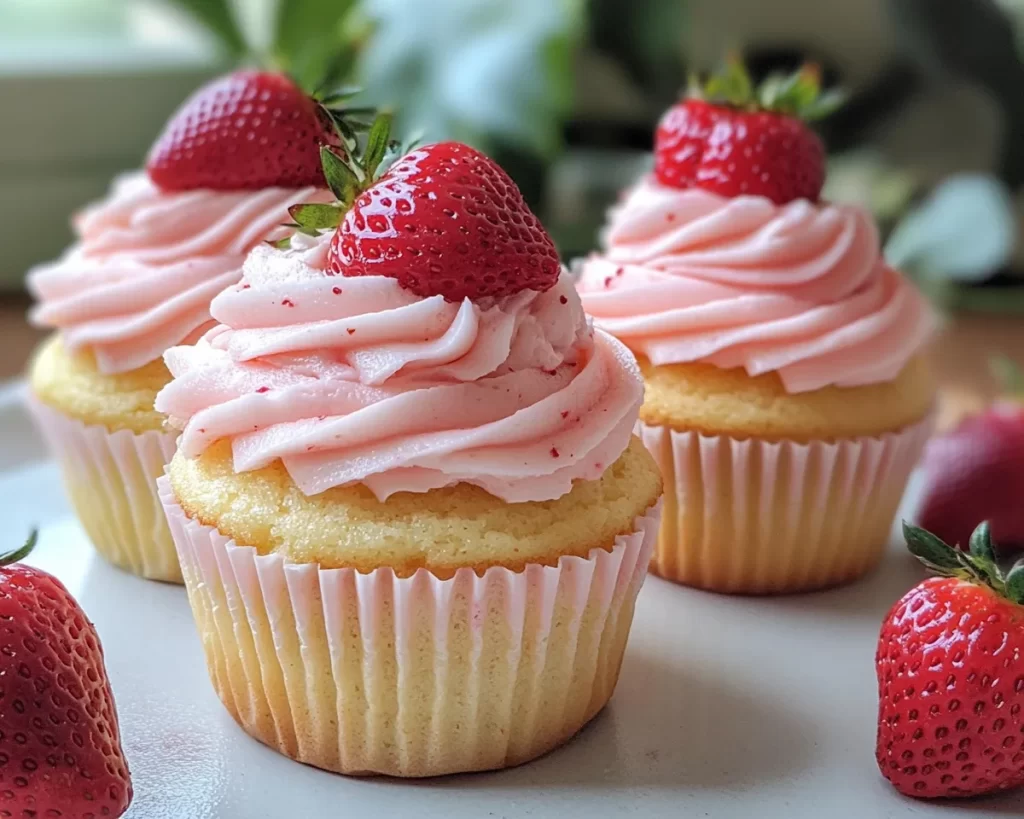 Spring Cupcakes: Vanilla Strawberry Cupcakes in 5 Steps