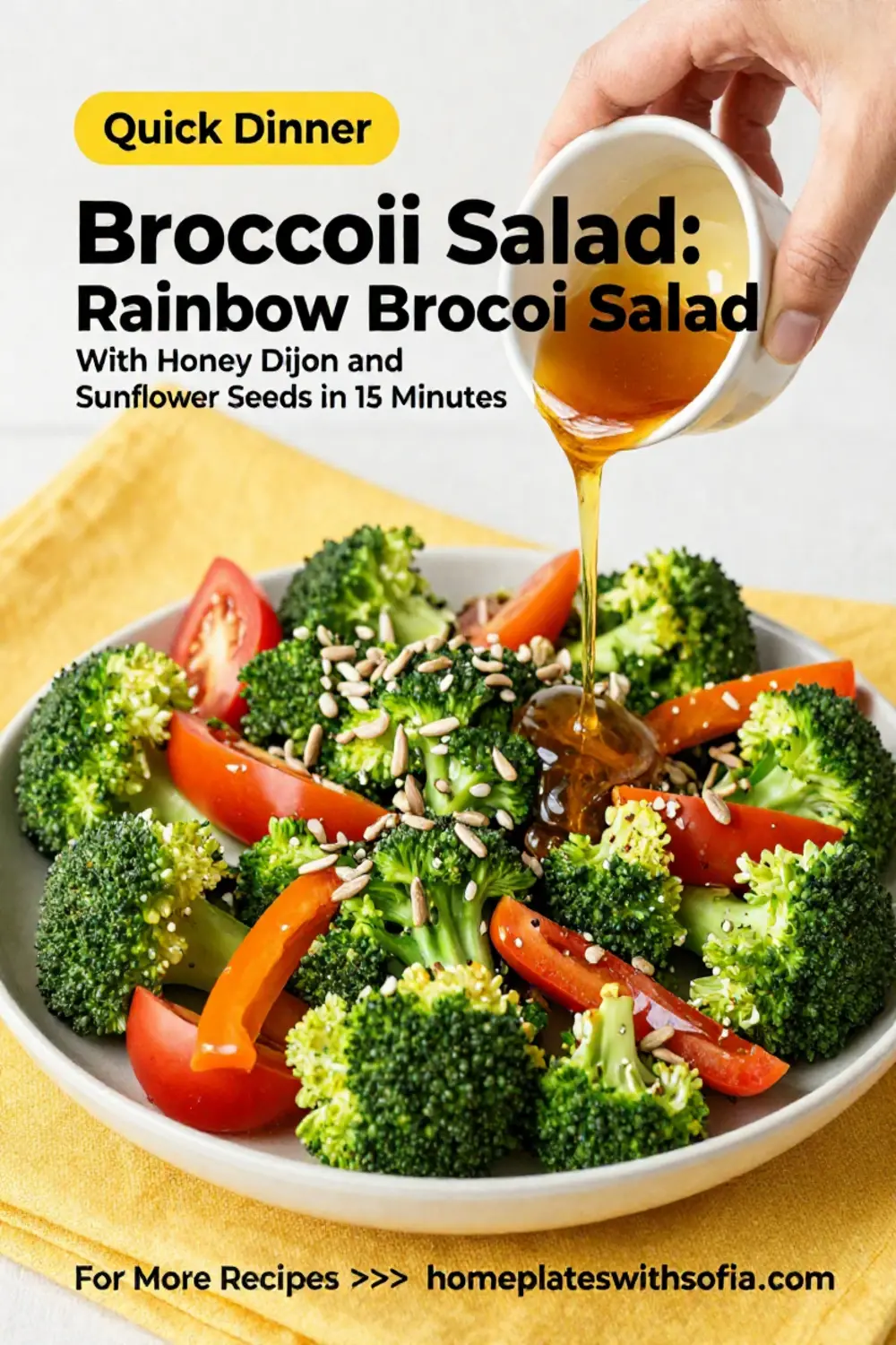 Broccoli Salad: Rainbow Broccoli Salad With Honey Dijon and Sunflower Seeds in 15 Minutes