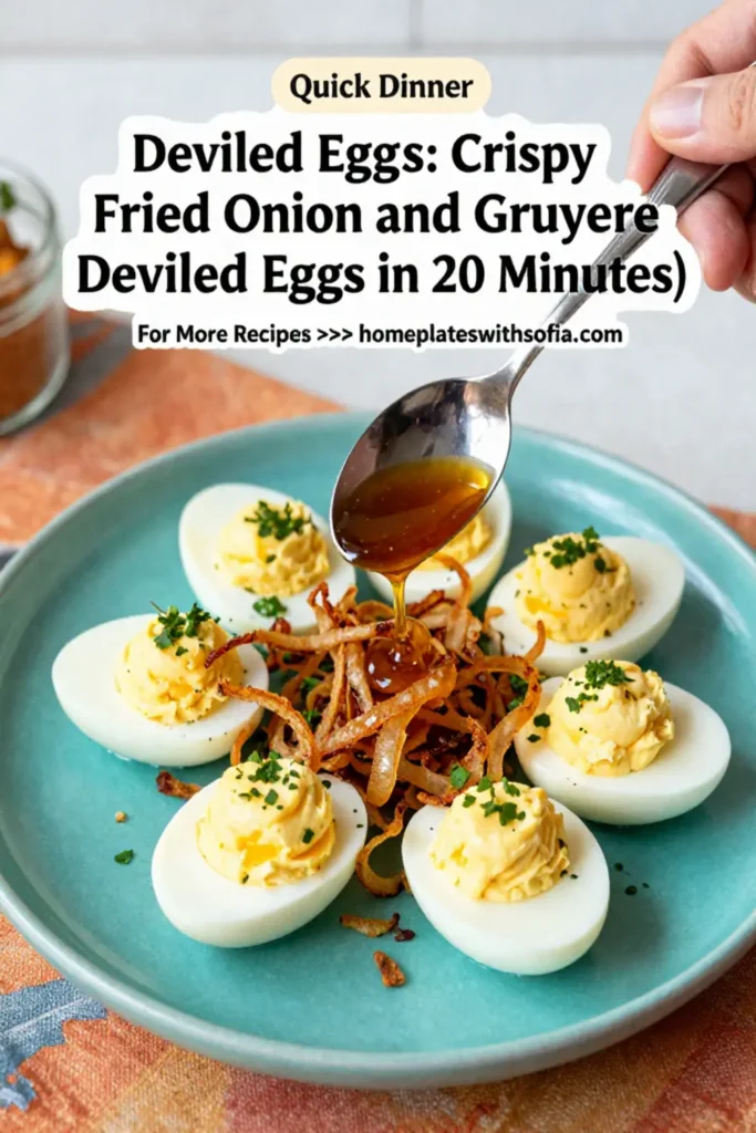 Deviled Eggs: Crispy Fried Onion and Gruyere Deviled Eggs in 20 Minutes
