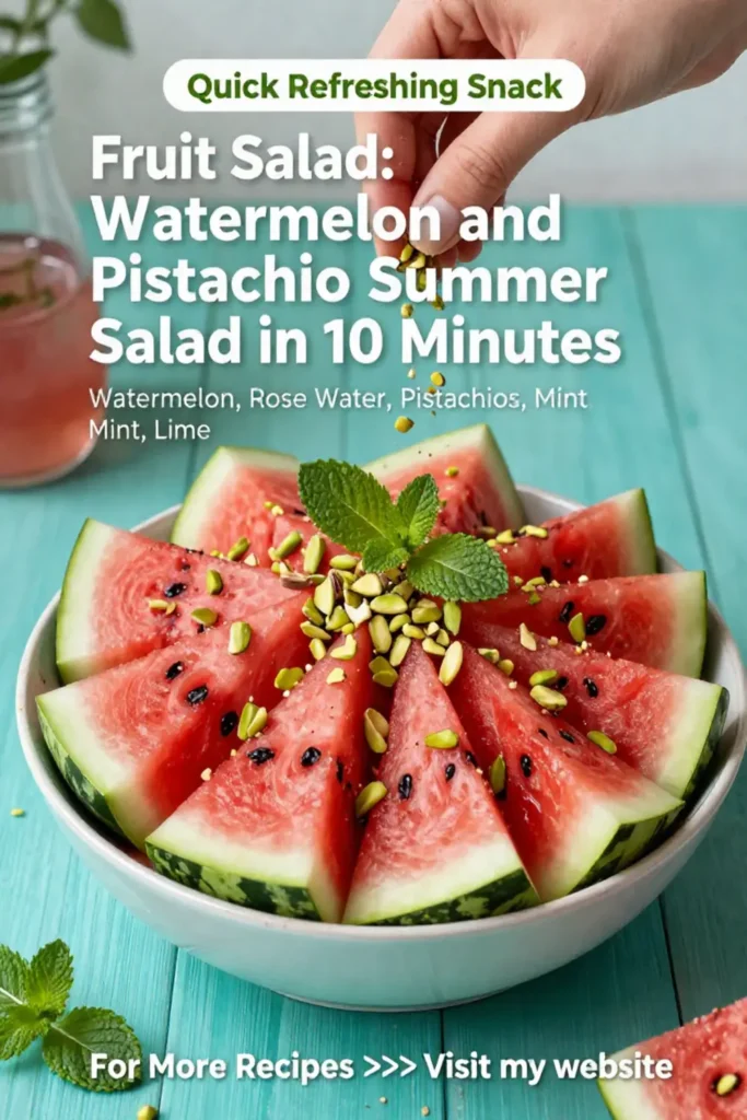 Fruit Salad: Watermelon Rose Water and Pistachio Summer Salad in 10 Minutes