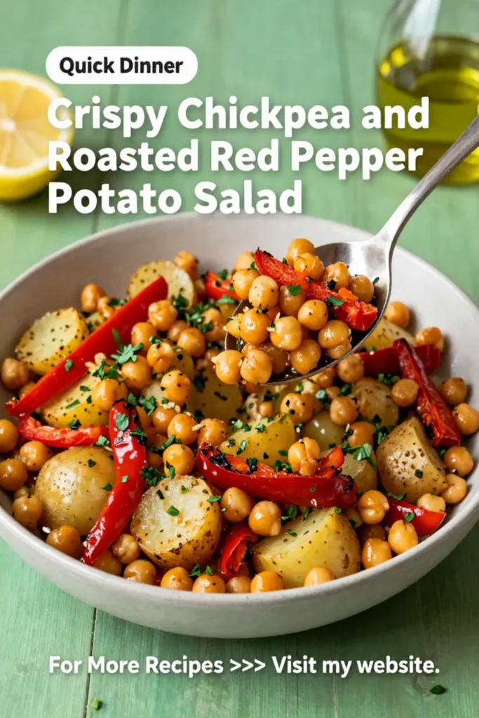 Potato Salad: Crispy Chickpea and Roasted Red Pepper Potato Salad in 25 Minutes