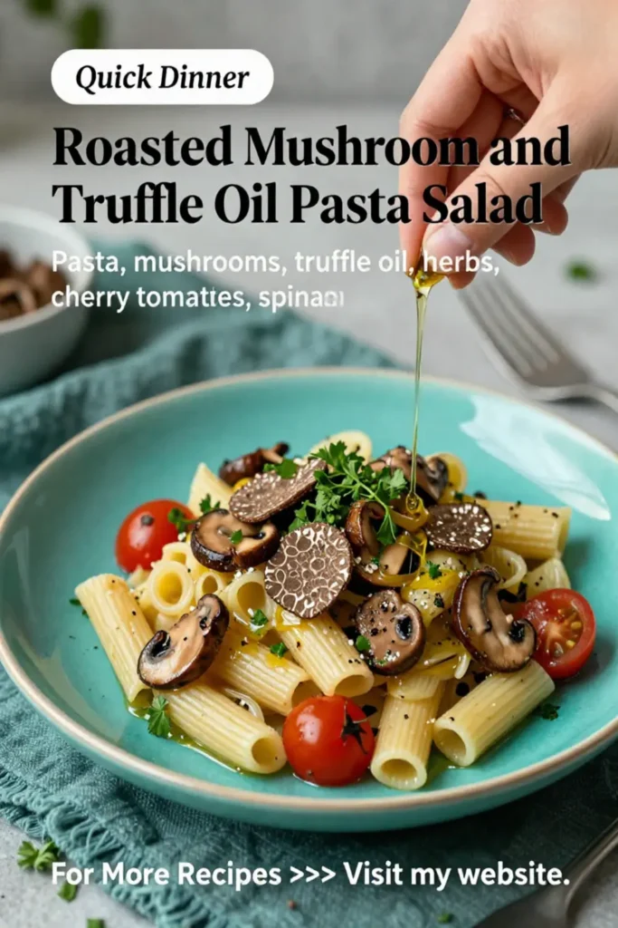 Pasta Salad: Roasted Mushroom and Truffle Oil Pasta Salad in 20 Minutes