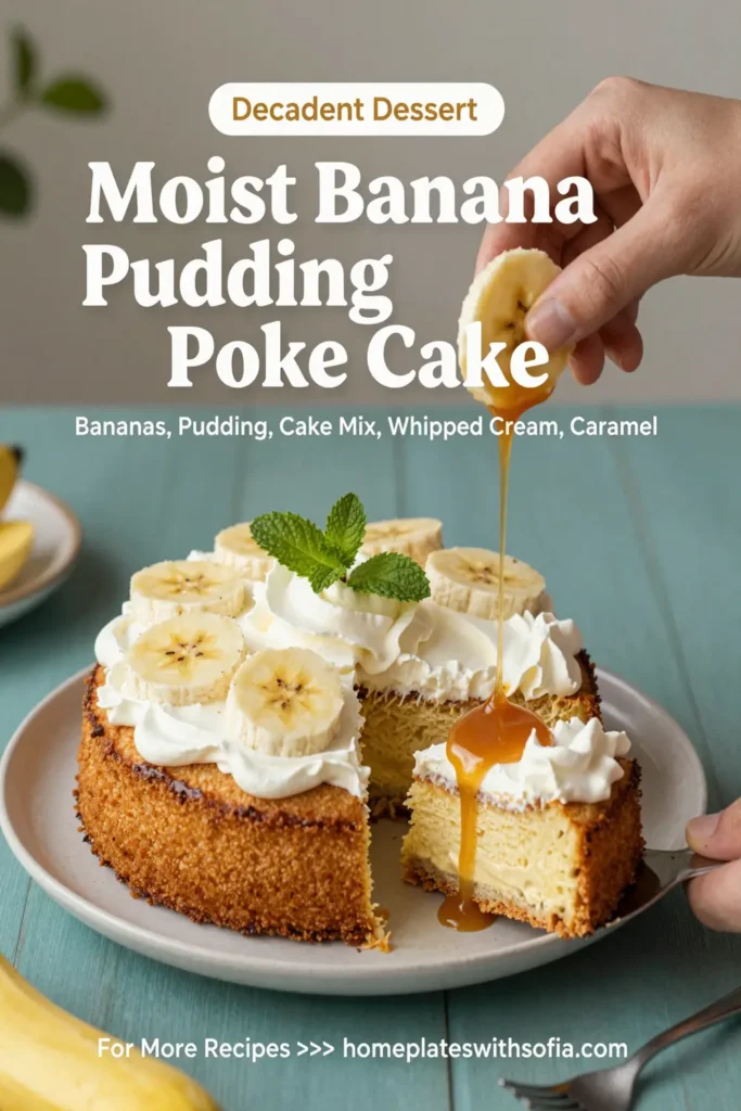 Moist Banana Pudding Poke Cake