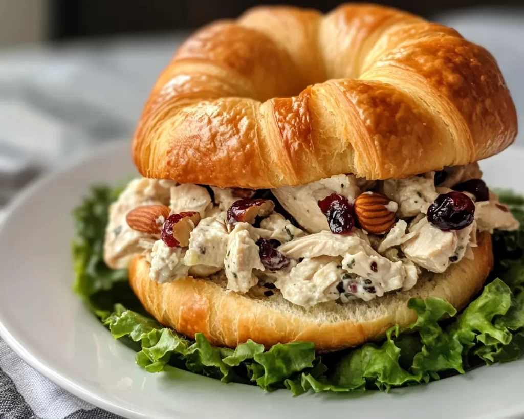 Chicken Salad Recipe: Cranberry Walnut Chicken Salad Croissant Sandwich in 15 Minutes