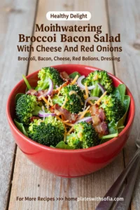 Mouthwatering Broccoli Bacon Salad With Cheese And Red Onions