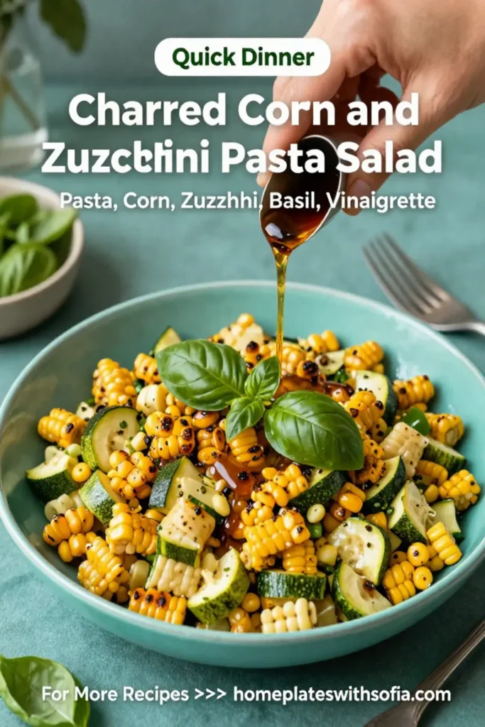 Pasta Salad: Charred Corn and Zucchini Pasta Salad With Basil Vinaigrette in 20 Minutes