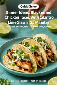 Dinner Ideas: Blackened Chicken Tacos With Cilantro Lime Slaw in 25 Minutes