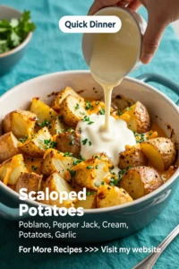 Scalloped Potatoes: Poblano and Pepper Jack Southwestern Scalloped Potatoes in 40 Minutes