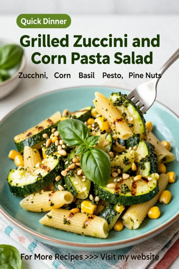 Pasta Salad: Grilled Zucchini and Corn Pasta Salad With Basil Pesto in 20 Minutes