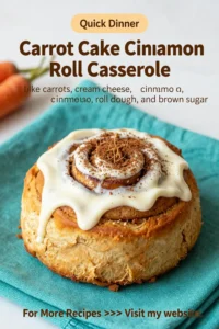 Carrot Cake Recipe: Carrot Cake Cinnamon Roll Casserole With Cream Cheese Glaze in 35 Minutes