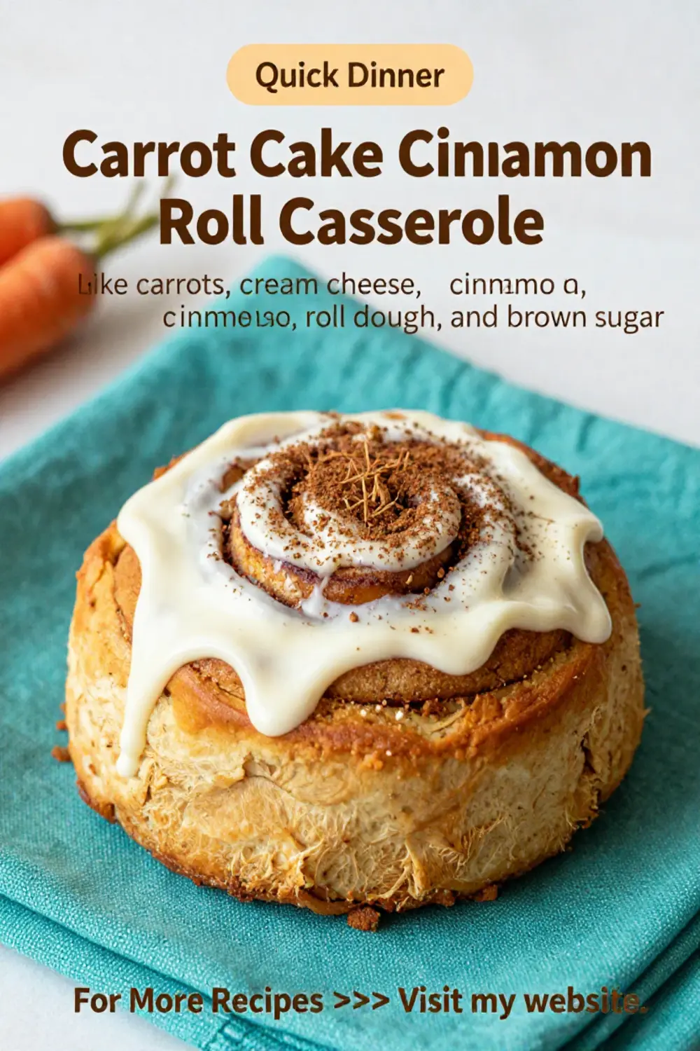 Carrot Cake Recipe: Carrot Cake Cinnamon Roll Casserole With Cream Cheese Glaze in 35 Minutes