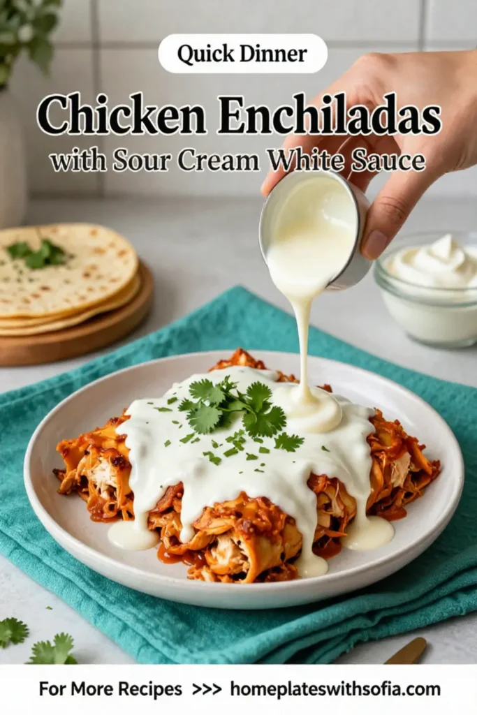 Chicken Enchiladas with Sour Cream White Sauce
