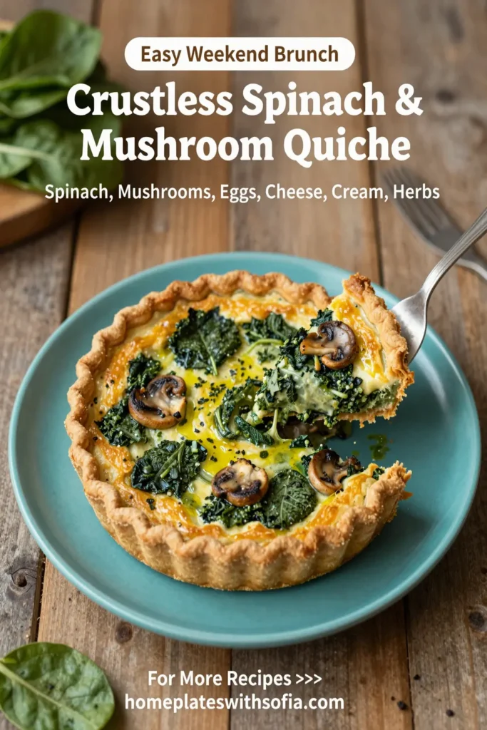 Crustless Spinach & Mushroom Quiche