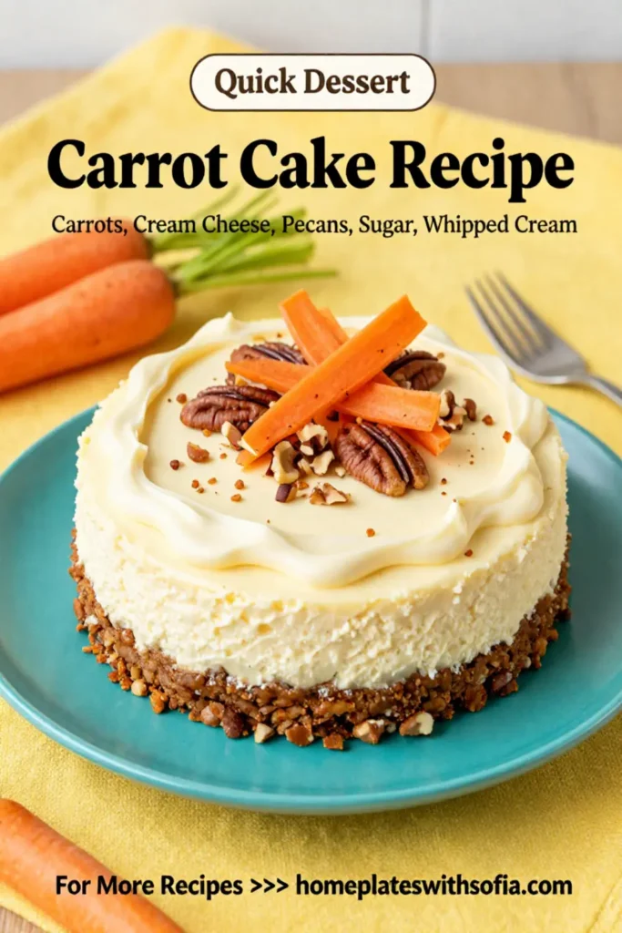 Carrot Cake Recipe: No Bake Carrot Cake Cheesecake With Pecan Crust in 20 Minutes